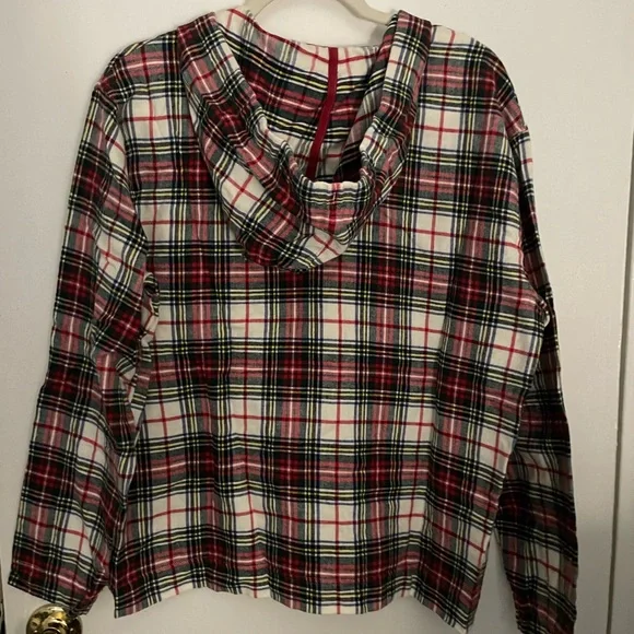 L.L. Bean Red and White Plaid Hoodie - Picture 3 of 3